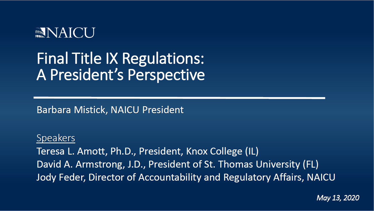 NAICU - Archives: Title IX Regulations Update 2020