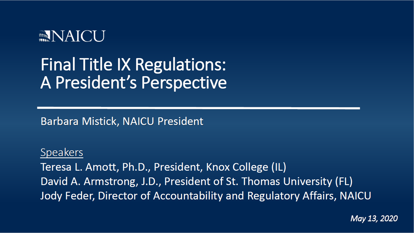 Title IX Regulations Perspective PPT